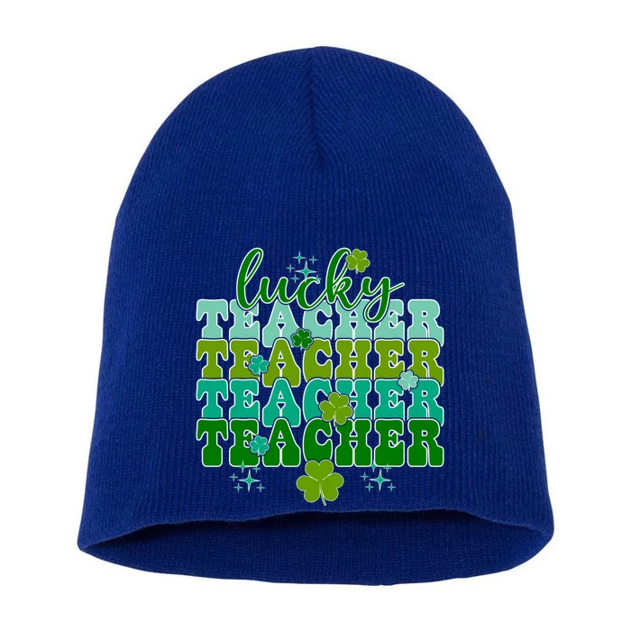 Retro Lucky Green Shamrock St Patrick’s Day Lucky Teacher Gift Short Acrylic Beanie