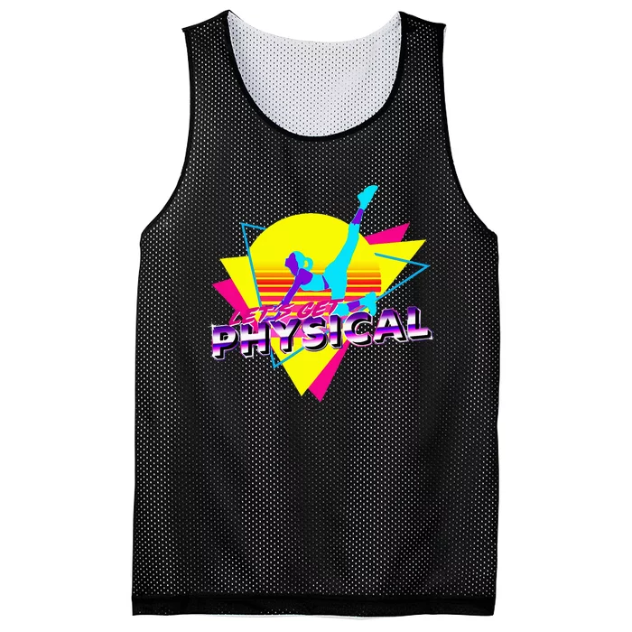 Retro LetS Get Physical Totally 80S Workout Fitness Mesh Reversible Basketball Jersey Tank