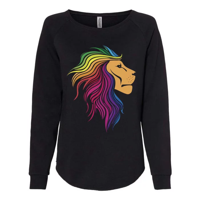 Rainbow Lion Gay Proud Lgbt Pride Month Funny Pride Gift Womens California Wash Sweatshirt