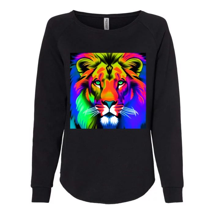 Rainbow Lion Graffitistyle Gift Womens California Wash Sweatshirt