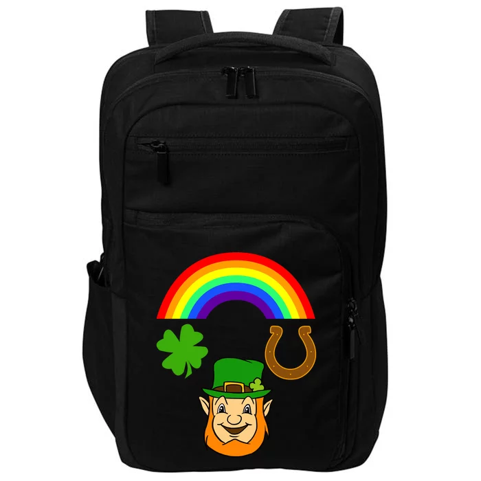 Rainbow Leprechaun Horseshoe St Patrick's Day Gift Impact Tech Backpack