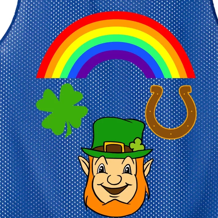 Rainbow Leprechaun Horseshoe St Patrick's Day Gift Mesh Reversible Basketball Jersey Tank