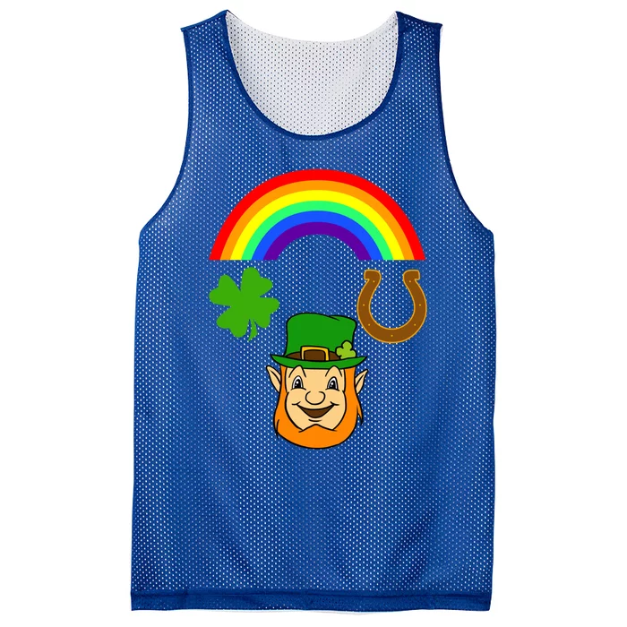 Rainbow Leprechaun Horseshoe St Patrick's Day Gift Mesh Reversible Basketball Jersey Tank