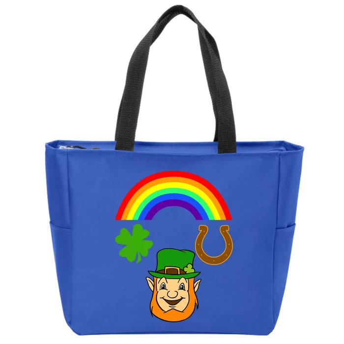 Rainbow Leprechaun Horseshoe St Patrick's Day Gift Zip Tote Bag