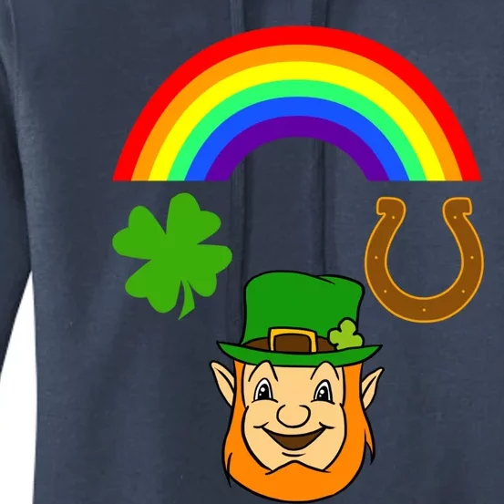 Rainbow Leprechaun Horseshoe St Patrick's Day Gift Women's Pullover Hoodie