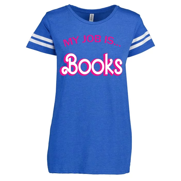 Retro Librarian Humor Funny Library Life My Job Is Books Enza Ladies Jersey Football T-Shirt