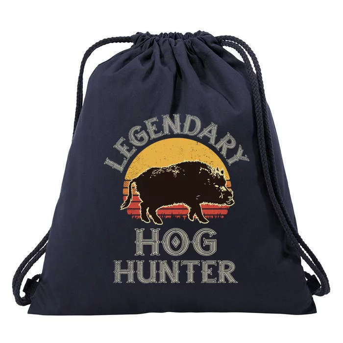 Retro Legendary Hog Hunter Vintage Pig Hog Boar Hunting Cool Gift Drawstring Bag