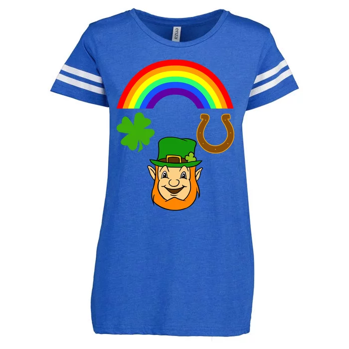 Rainbow Leprechaun Horseshoe St Patrick's Day Gift Funny Gift Enza Ladies Jersey Football T-Shirt