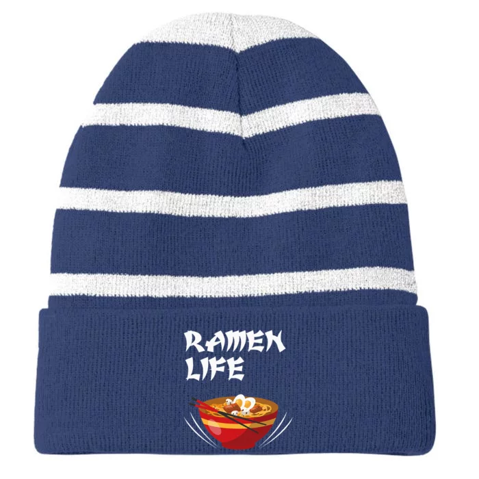 Ramen Life Hoodie Tasty Anime Noodle Bowl Striped Beanie with Solid Band