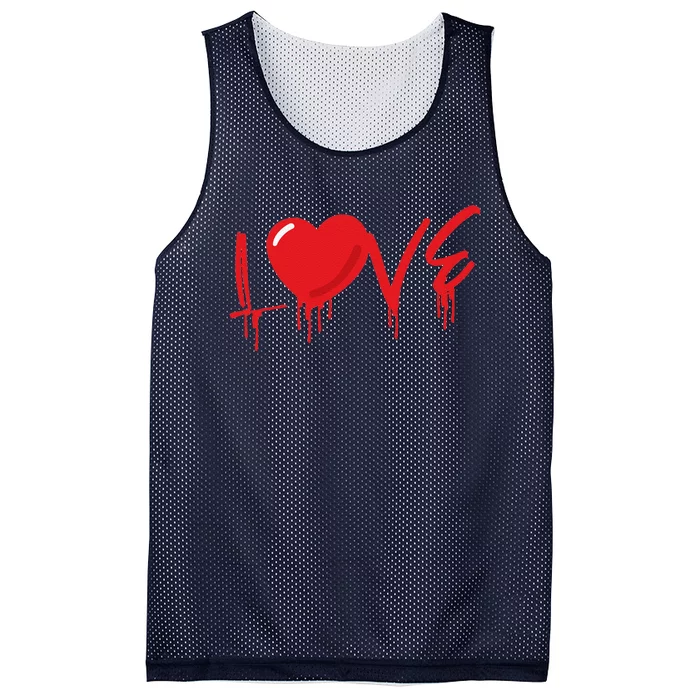 Red Love Heart Women Valentine's Day Mesh Reversible Basketball Jersey Tank