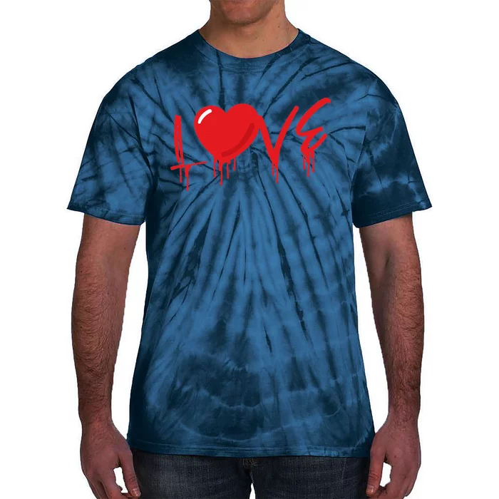 Red Love Heart Women Valentine's Day Tie-Dye T-Shirt