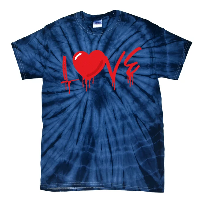 Red Love Heart Women Valentine's Day Tie-Dye T-Shirt