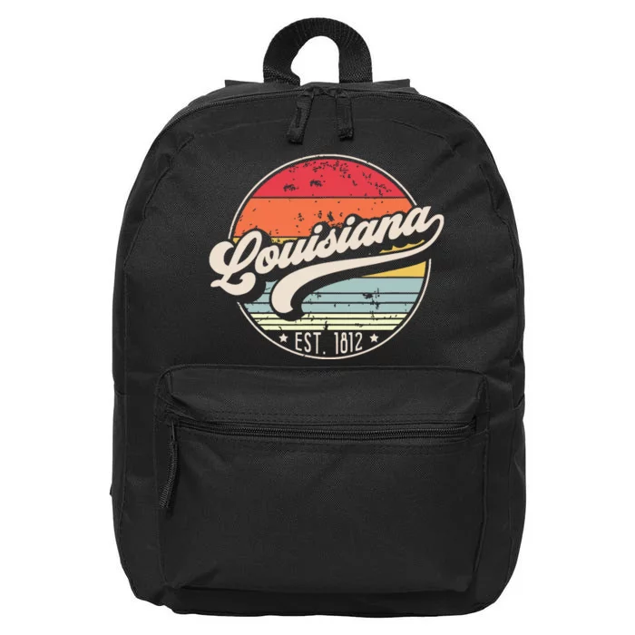 Retro Louisiana Home State La Cool 70s Style Sunset 16 in Basic Backpack