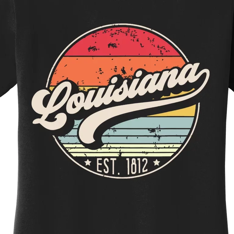 Retro Louisiana Home State La Cool 70s Style Sunset Women's T-Shirt