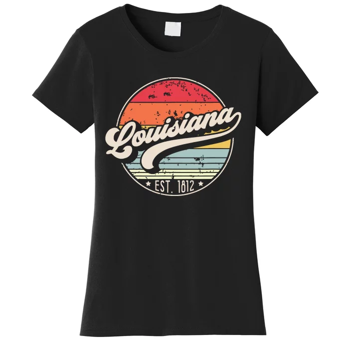 Retro Louisiana Home State La Cool 70s Style Sunset Women's T-Shirt