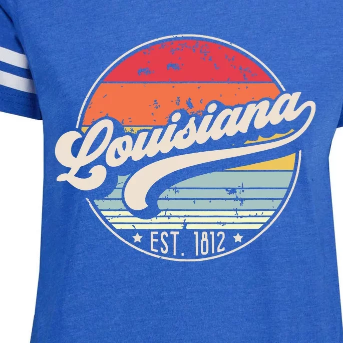 Retro Louisiana Home State La Cool 70s Style Sunset Enza Ladies Jersey Football T-Shirt