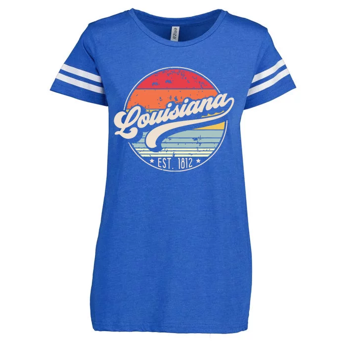 Retro Louisiana Home State La Cool 70s Style Sunset Enza Ladies Jersey Football T-Shirt