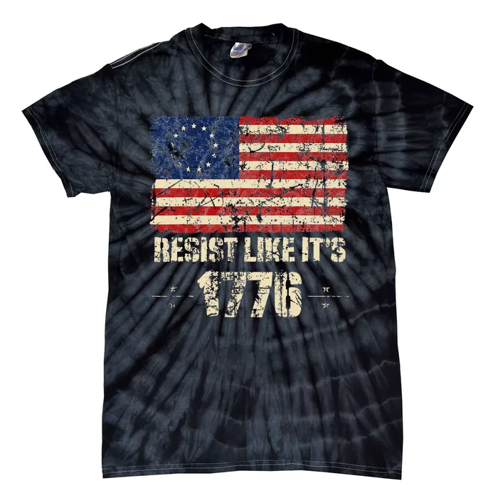 Resist Like It's 1776 American Patriot Conservative Flag Tie-Dye T-Shirt