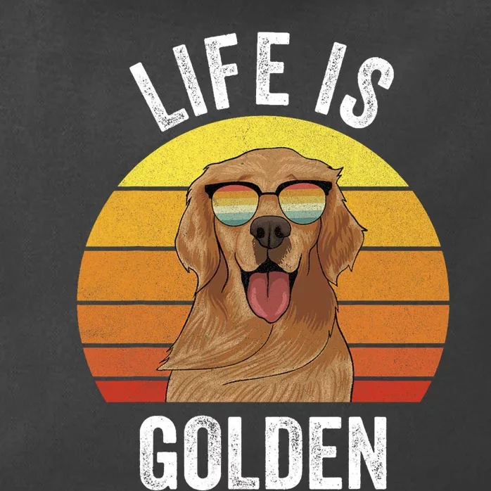 Retro Life Is Golden Golden Retriever Gifts Funny Dog Zip Tote Bag