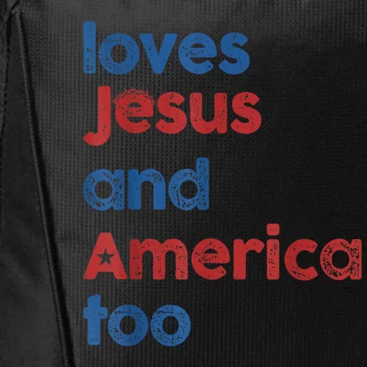 Retro Loves Jesus And America Too City Backpack