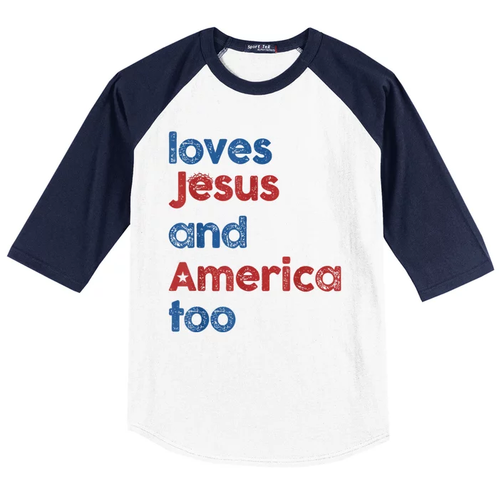 Retro Loves Jesus And America Too Baseball Sleeve Shirt