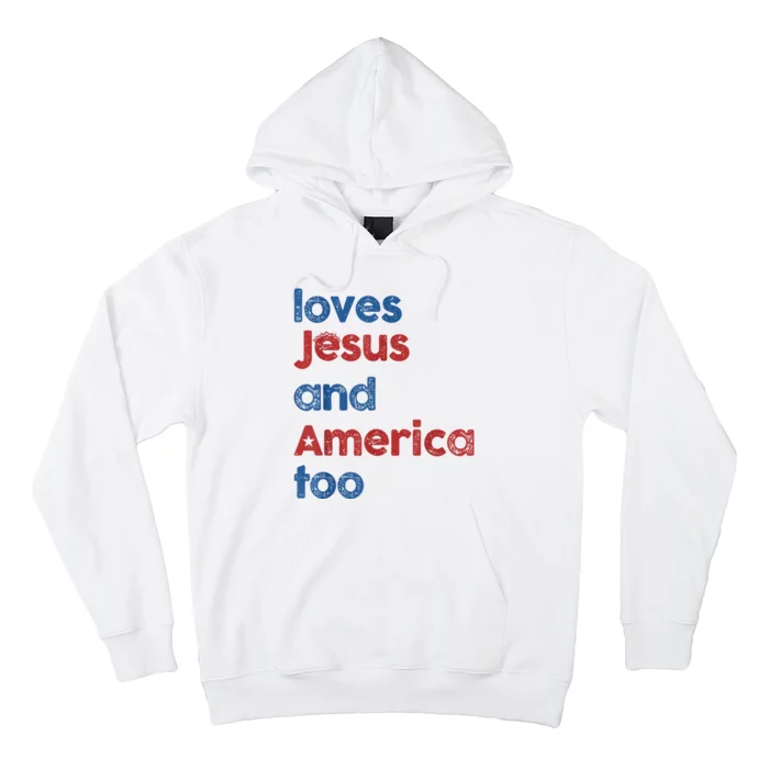 Retro Loves Jesus And America Too Hoodie