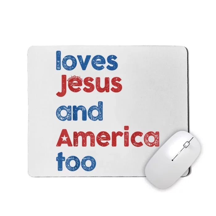 Retro Loves Jesus And America Too Mousepad