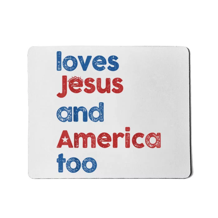 Retro Loves Jesus And America Too Mousepad