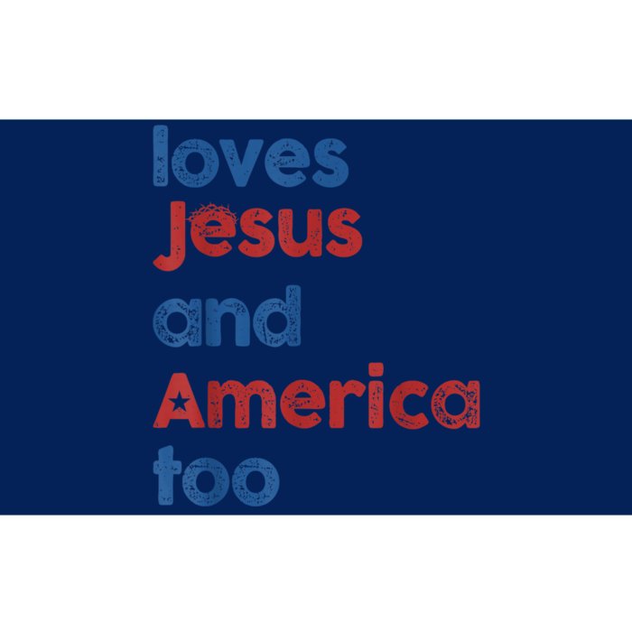 Retro Loves Jesus And America Too Bumper Sticker