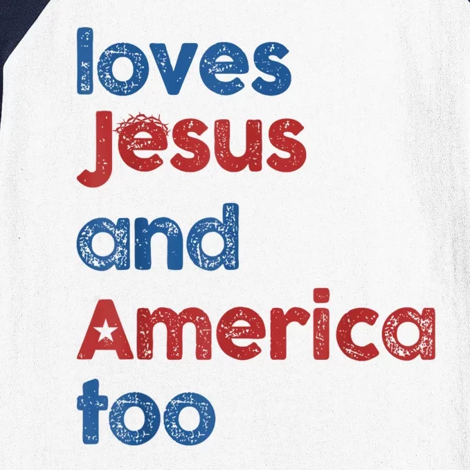 Retro Loves Jesus And America Too Baseball Sleeve Shirt