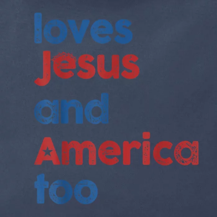 Retro Loves Jesus And America Too Zip Tote Bag