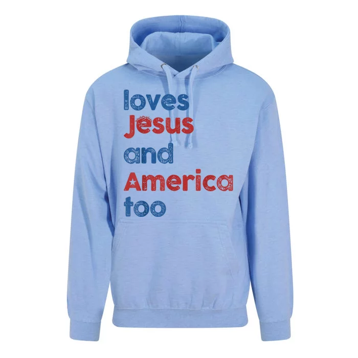 Retro Loves Jesus And America Too Unisex Surf Hoodie