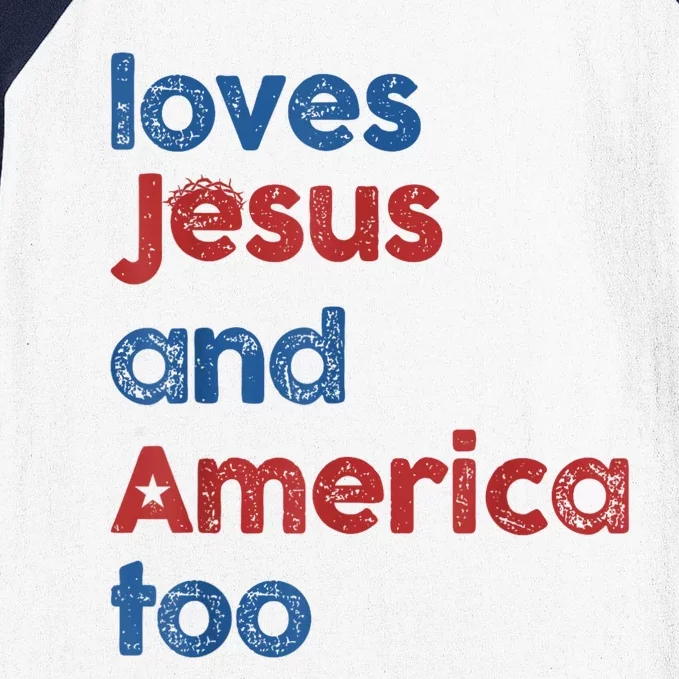 Retro Loves Jesus And America Too Baseball Sleeve Shirt