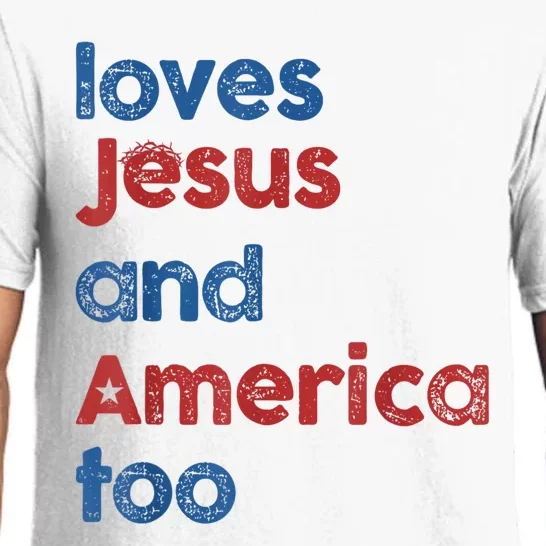 Retro Loves Jesus And America Too Pajama Set