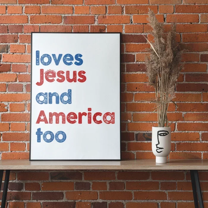 Retro Loves Jesus And America Too Poster