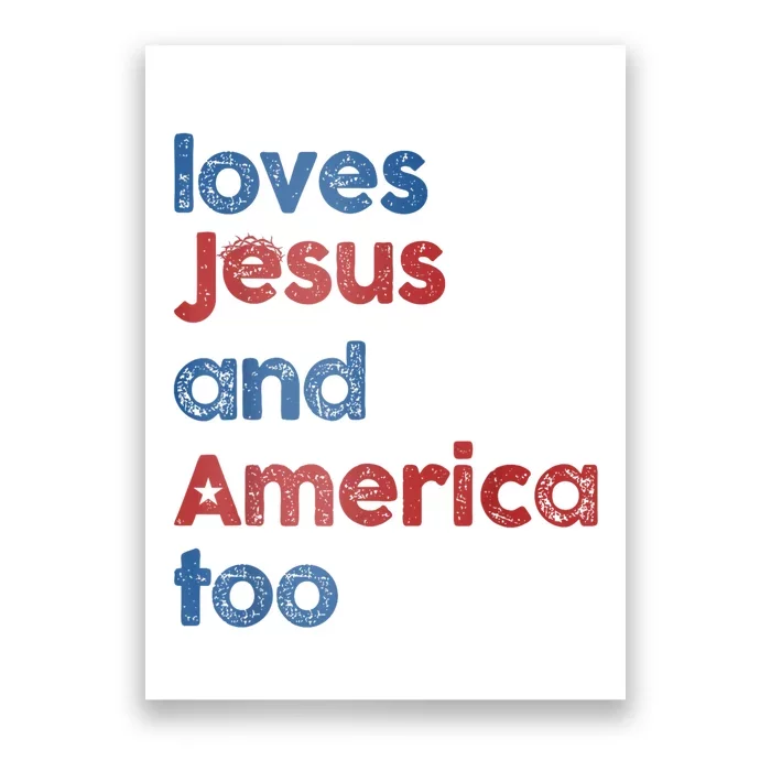 Retro Loves Jesus And America Too Poster