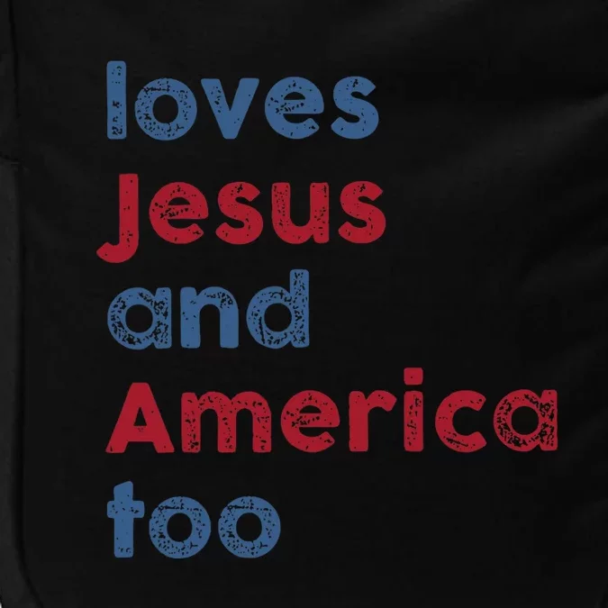 Retro Loves Jesus and America Too God Christian 4th of July Impact Tech Backpack