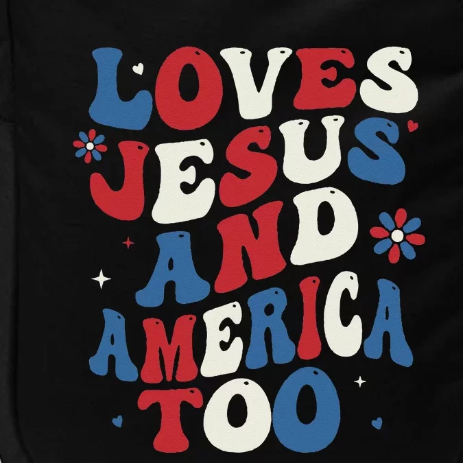 Retro Loves Jesus and America Too God Christian 4th of July Impact Tech Backpack