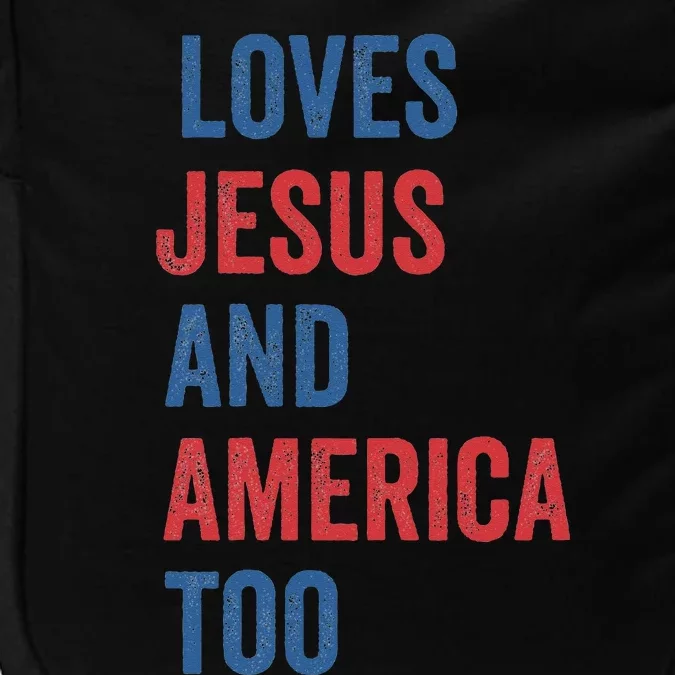 Retro Loves Jesus And America Too God Christian 4th Of July Impact Tech Backpack