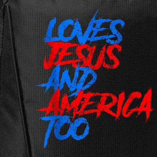 Retro Loves Jesus And America Too God Christian 4th Of July City Backpack