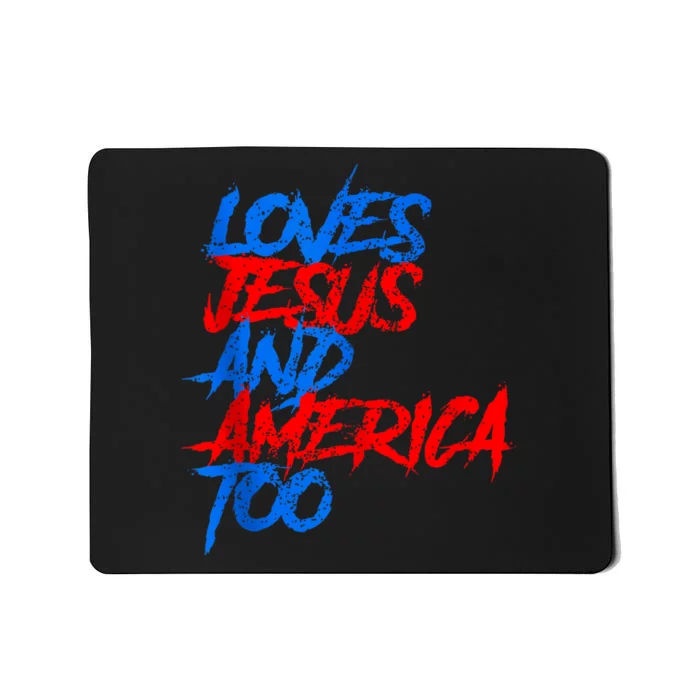 Retro Loves Jesus And America Too God Christian 4th Of July Mousepad