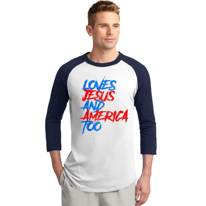 Retro Loves Jesus And America Too Baseball Sleeve Shirt