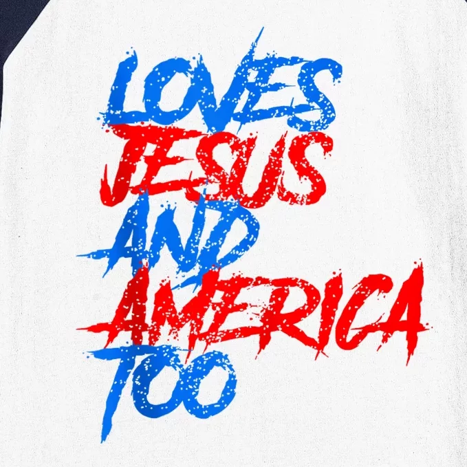 Retro Loves Jesus And America Too Baseball Sleeve Shirt