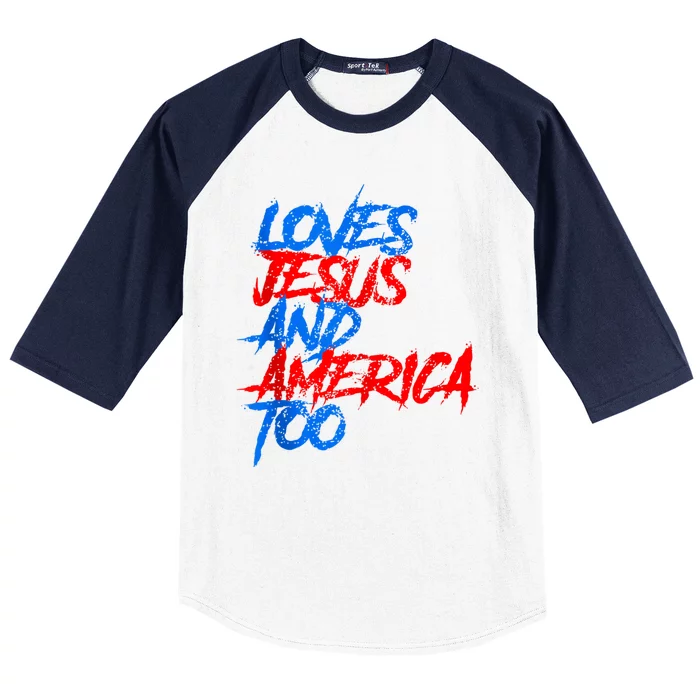 Retro Loves Jesus And America Too Baseball Sleeve Shirt