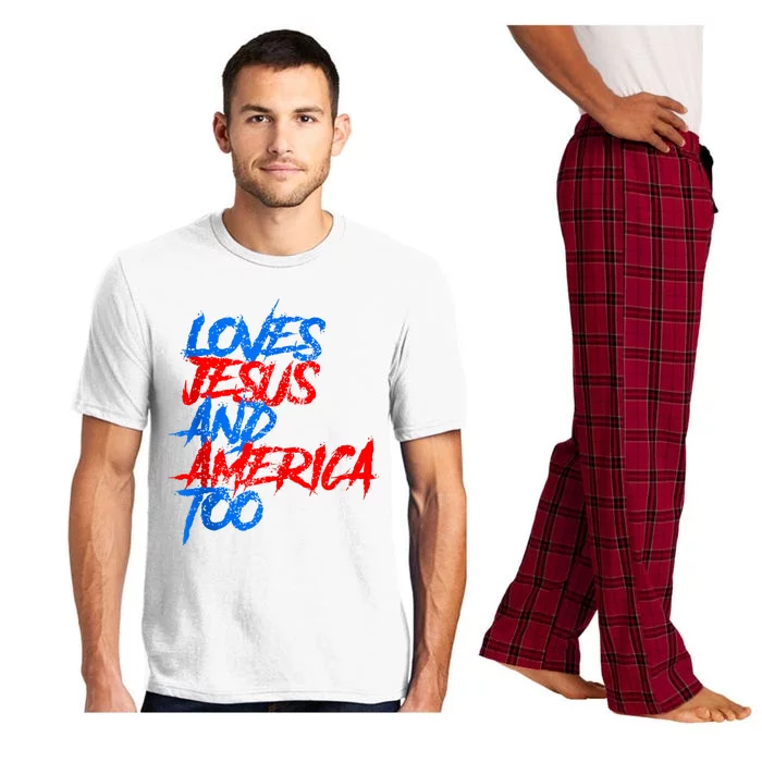 Retro Loves Jesus And America Too Pajama Set