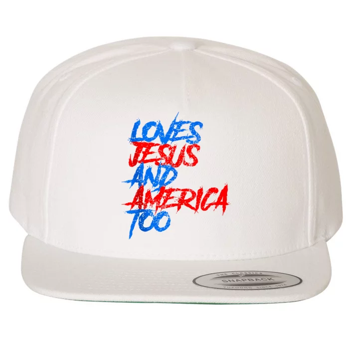 Retro Loves Jesus And America Too Wool Snapback Cap