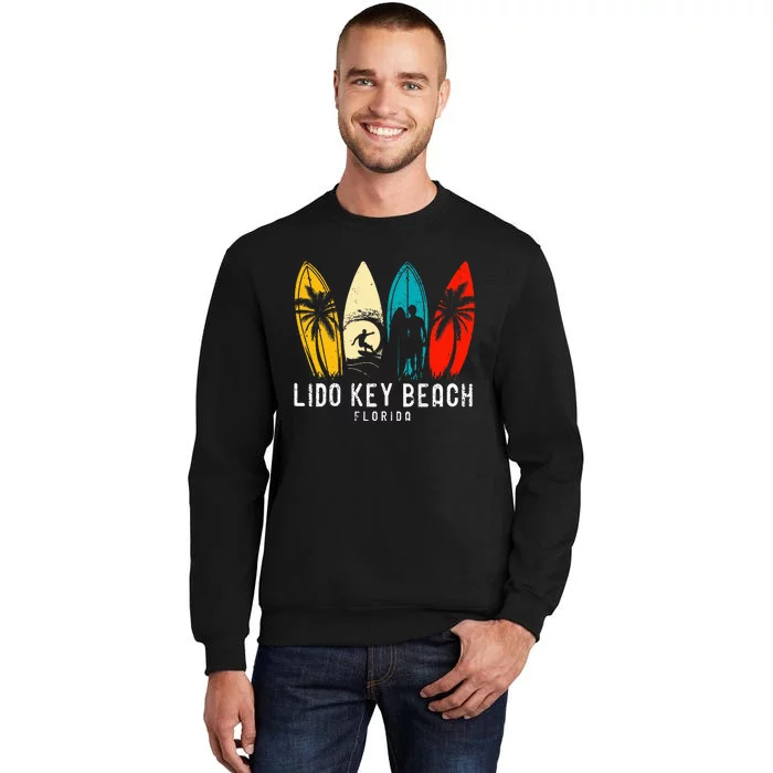 Retro Lido Key Beach Florida Surfboarder Sweatshirt