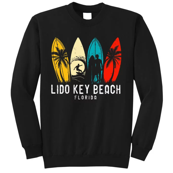 Retro Lido Key Beach Florida Surfboarder Sweatshirt