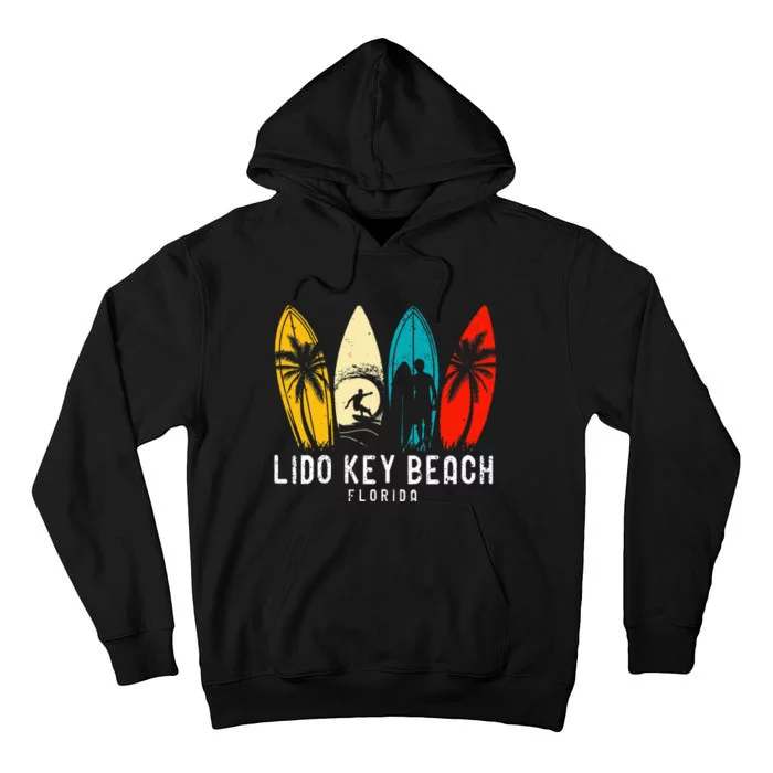 Retro Lido Key Beach Florida Surfboarder Tall Hoodie