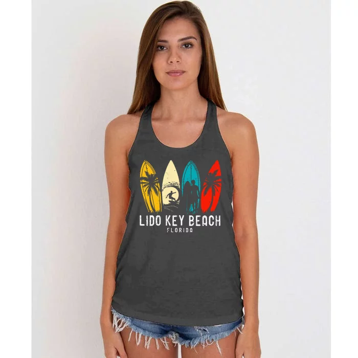 Retro Lido Key Beach Florida Surfboarder Women's Knotted Racerback Tank